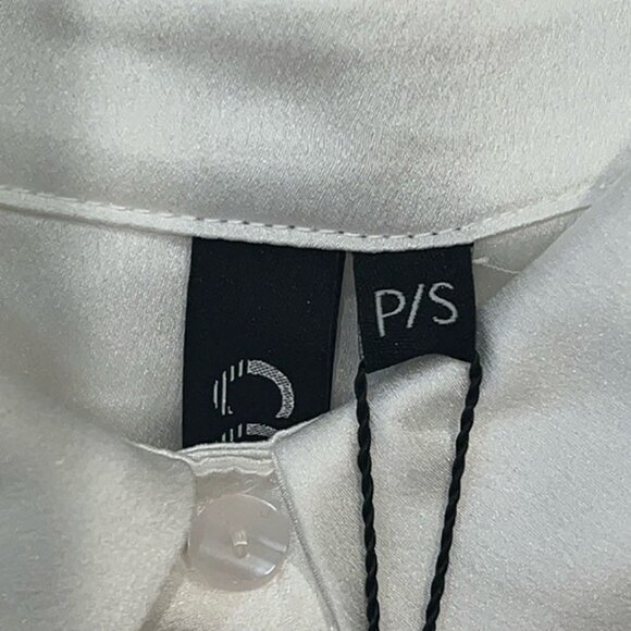 White Satin button front Rhinestone Womens Blouse size Small - Picture 10 of 12